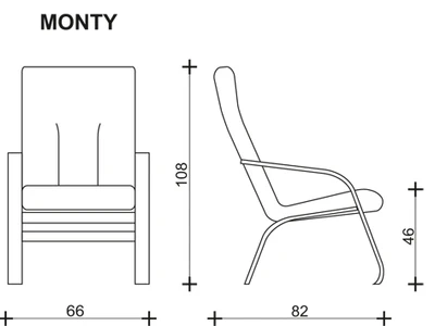 Křeslo MONTY rozměry