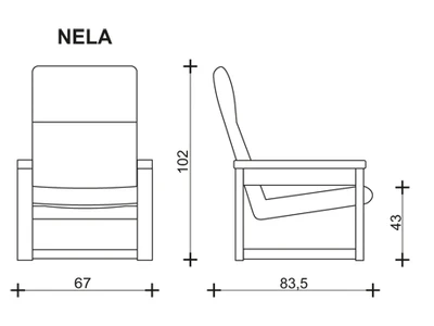 Křeslo Nela - rozměry